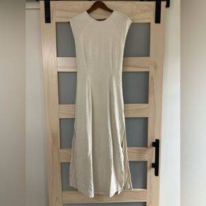 Free People Ivory Eyelet Open Back Maxi Dress Boho Cotton Resort Summer Size M